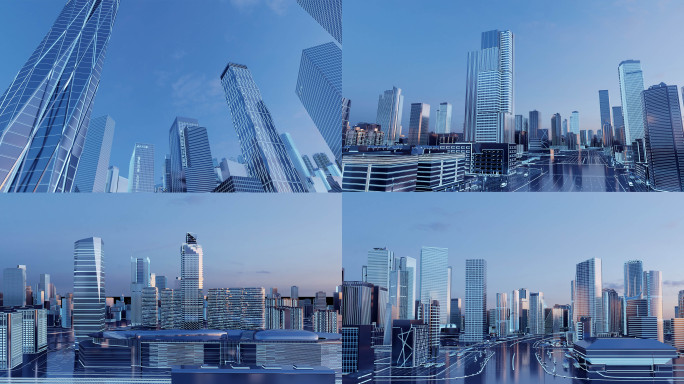 c4d科技感全息城市大厦