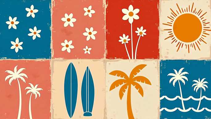 夏日度假卡通图案