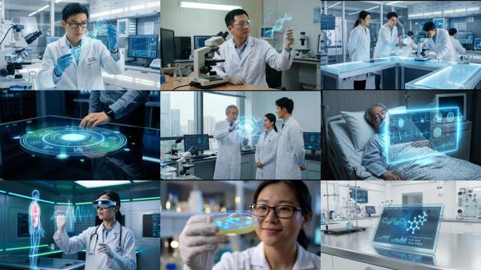 未来医疗科研人员医疗科技发展实验研究全息