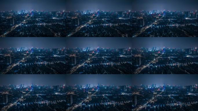 航拍｜成都熊猫塔地标城市夜景灯光延时