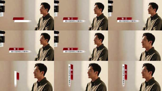 红白简洁人名条AE模板