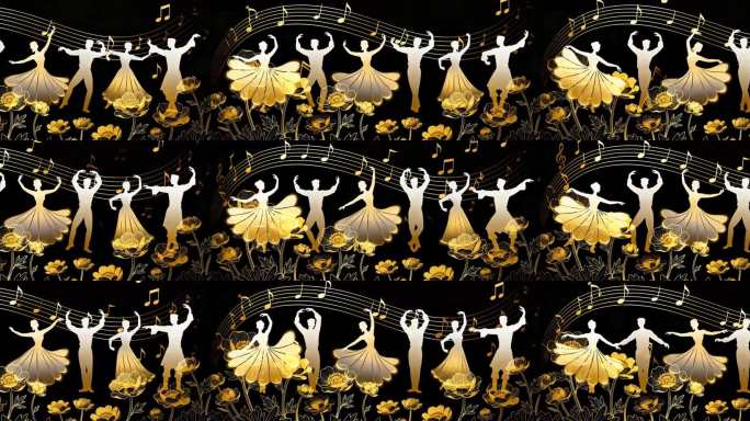 少数民族 金色舞蹈剪影背景 晚会舞台背景