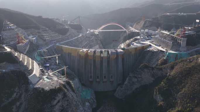 陕西咸阳礼泉东庄水利水库基建工程大坝蓄水