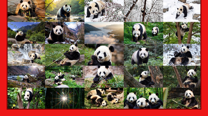 熊猫大熊猫吃竹子熊猫宝宝熊猫家族野生熊猫