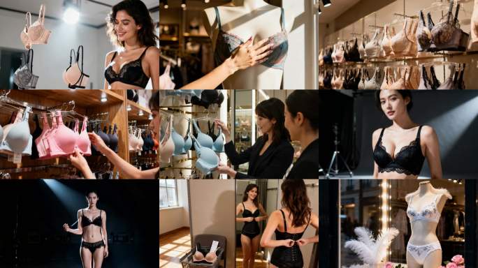 胸罩模特选购/精致女性内衣展示