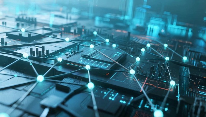 蓝色科技感城市网络