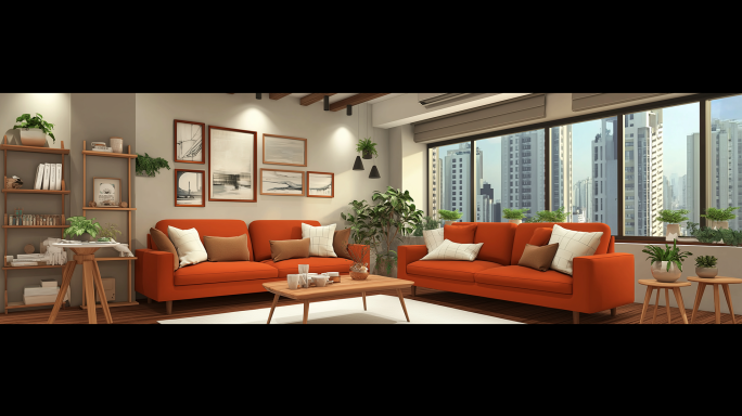 【超宽屏】温馨家庭客厅小品背景（2款）