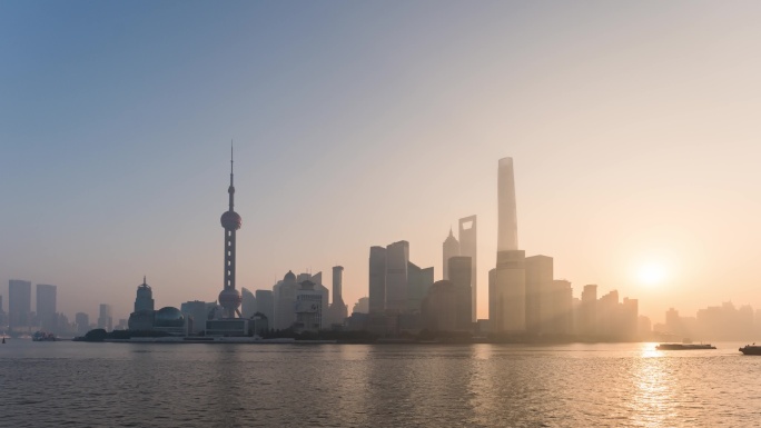 上海日出天际线大范围延时