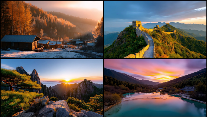 中国山水风光日出日落自然景观延时摄影