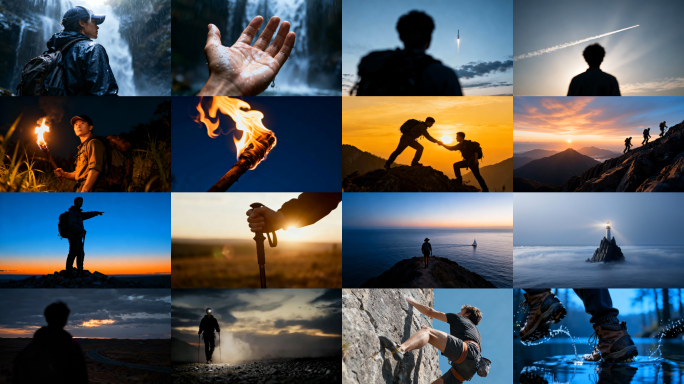 登山徒步雪山探险自然风景