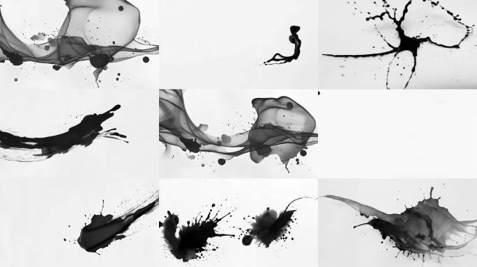 水墨流动墨滴扩散转场动画