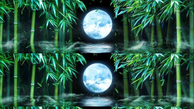8k梦幻竹林月亮傣族舞背景