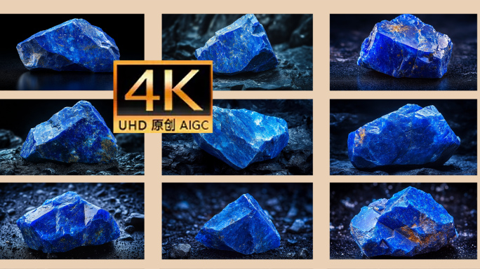 璀璨蓝色宝石原石特写 天然蓝晶石矿物晶体