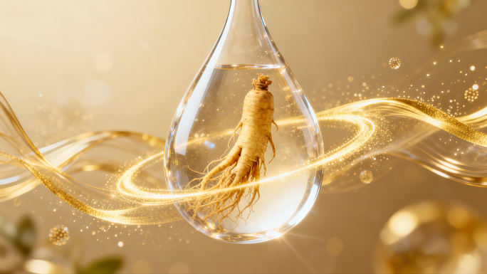 人参精华液分子护肤品精华人参萃取金色液体