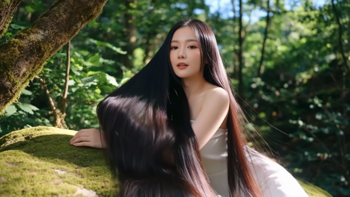 长发美女柔顺秀发