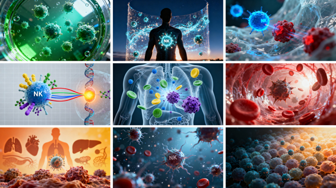 NK细胞免疫动态演示 人体细胞与病毒战斗