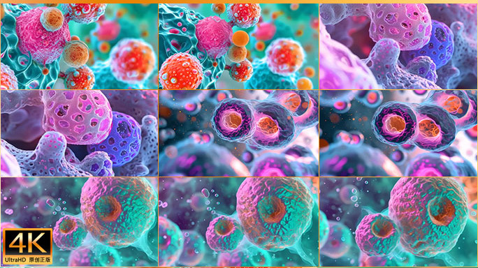 各种细胞微观世界素材3D细胞结构动画背景