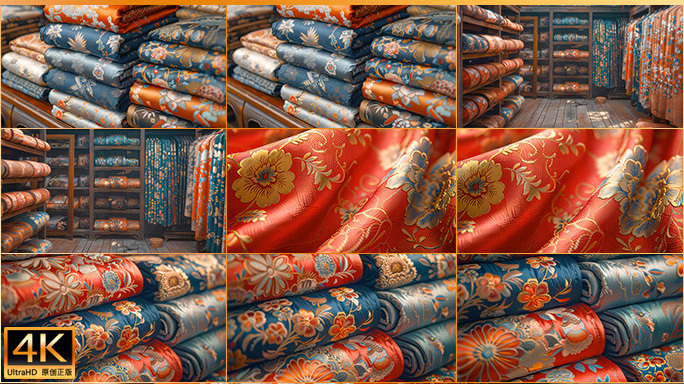 传统花纹绸缎布料中式布匹复古面料丝绸素材