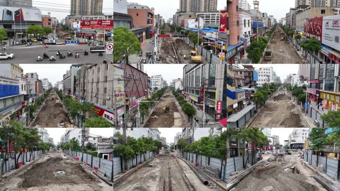 城市道路修路翻新施工改造现场