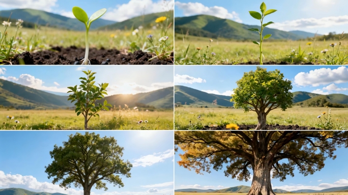 参天大树树苗树木生长延时大树生长成一棵树