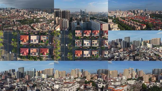 密集的城市住宅区航拍（4K）