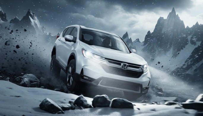 白色SUV山地越野行驶