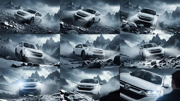 白色SUV山地越野行驶