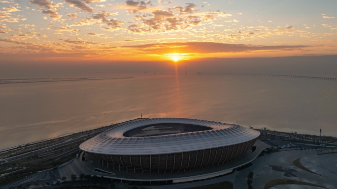 广州南沙大湾区文化体育中心4k日出延时