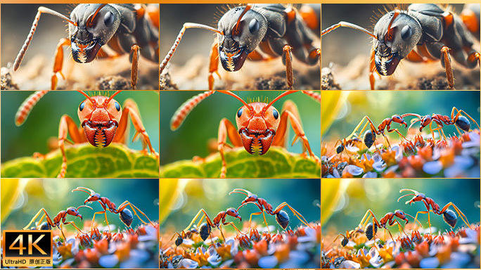 蚂蚁特写镜头合集 昆虫微距摄影素材