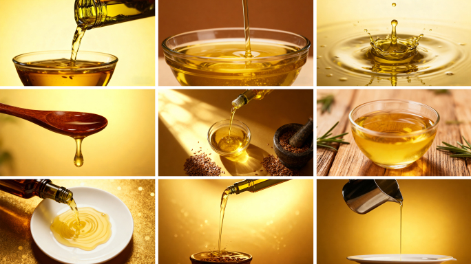 食用油滴落特写 亚麻籽油 橄榄油 油