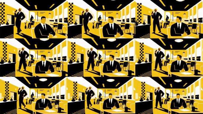 黄黑职场人物循环素材