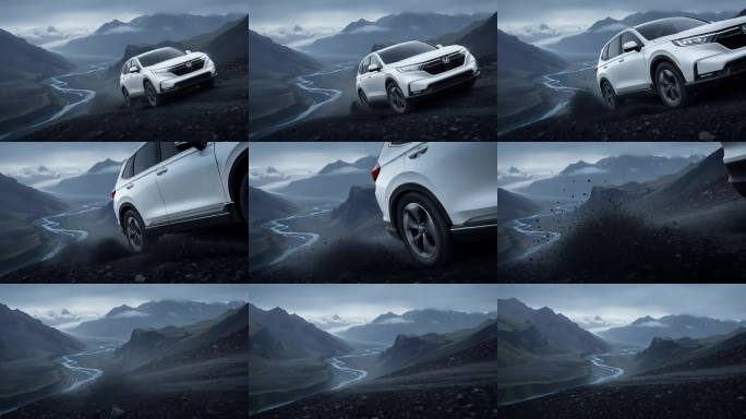 白色SUV山地越野实拍