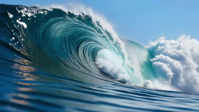 壮阔海浪大海浪花巨浪翻滚升格