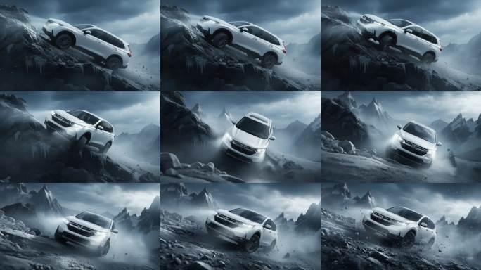 越野车山地攀爬特写