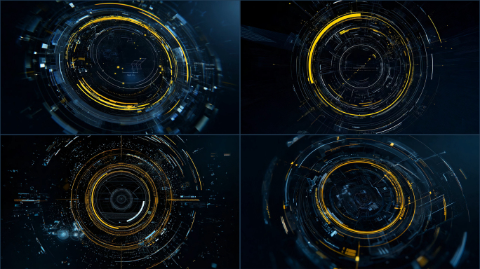 赛博朋克科技感HUD圆形数据动画