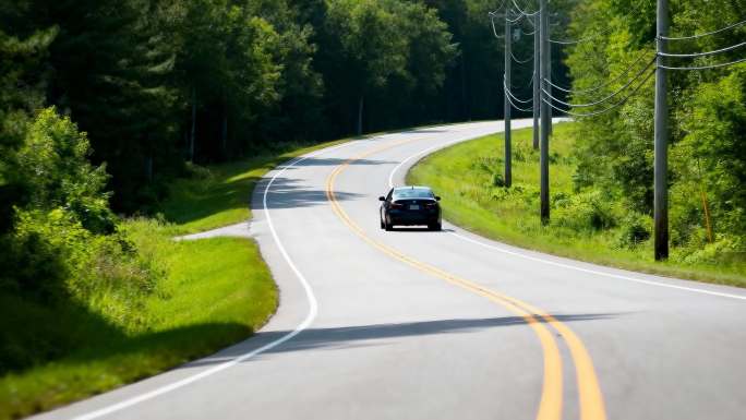 蜿蜒山路汽车动态镜头