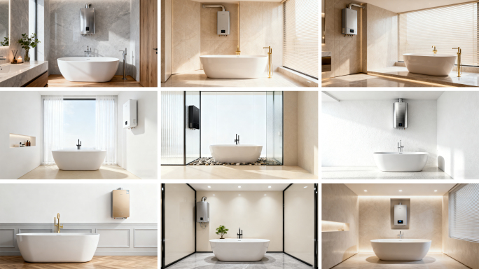 现代浴室设计展示 智能热水器安装效果