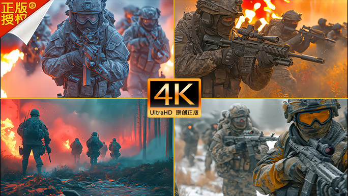 战斗士兵突击画面 特种兵枪战射击场景素材