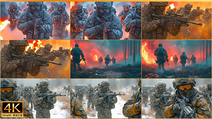 战斗士兵突击画面 特种兵枪战射击场景素材