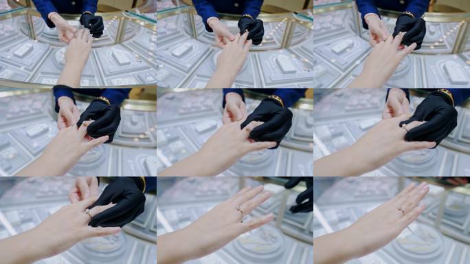 珠宝店试戴戒指场景