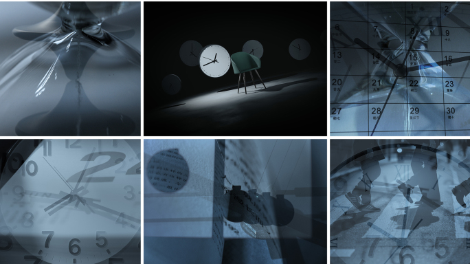 时间流逝商务人士剪影时钟沙漏城市节奏走路