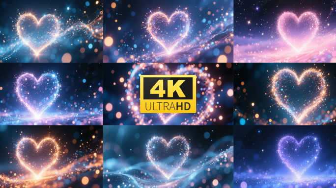 【9款】浪漫爱心粒子背景 02