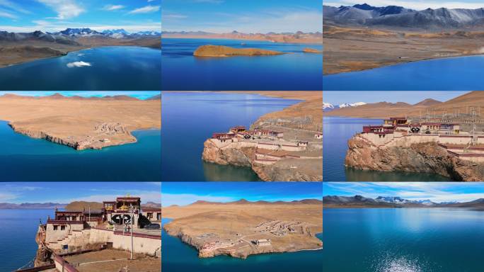 西藏圣湖 普莫雍错 推瓦寺推瓦村航拍冬季