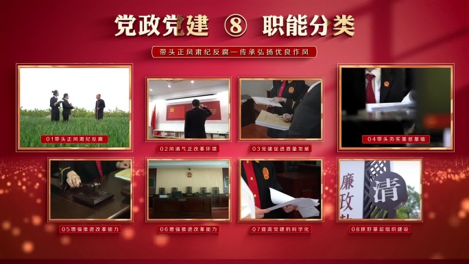 分屏分类 简洁图文 红色党政党建