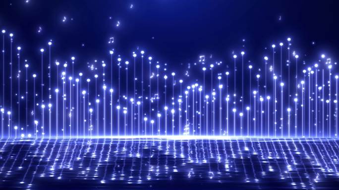 【超宽屏】音频可视化音符水面舞台背景