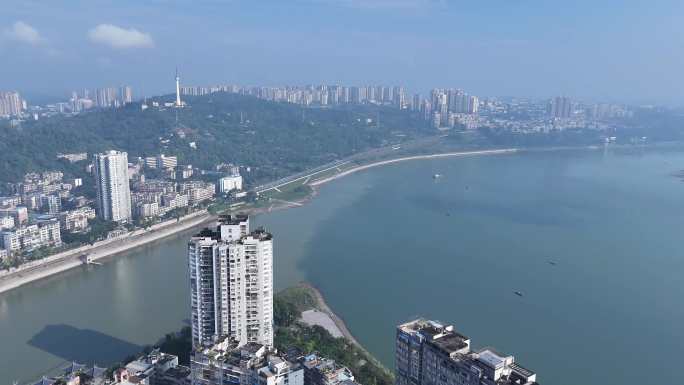 泸州航拍全景 管驿嘴 老城区沱一桥沱二桥