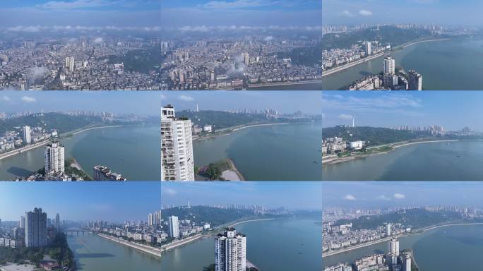 泸州航拍全景 管驿嘴 老城区沱一桥沱二桥