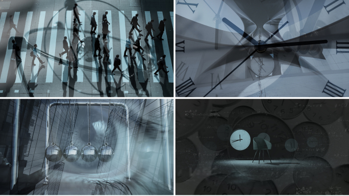 城市节奏沙漏时钟时间脚步走路飞机椅子眼睛