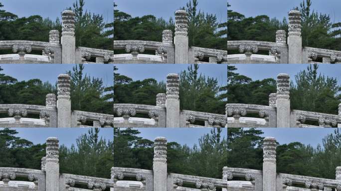 古建石雕栏杆特写 航拍