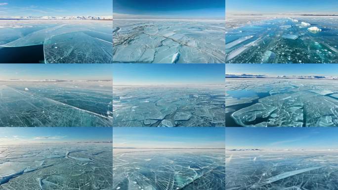 冰面  冰面航拍 蓝色冰原